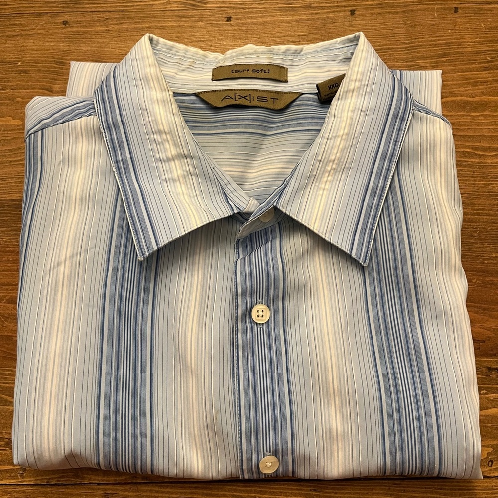 Axist Blue and White Dress Shirt Classic Stripes